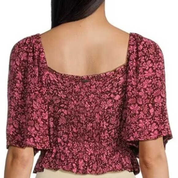 Rip Curl Pink Beach Party Flutter Sleeve Top SZ L - NWT - Picture 2 of 13